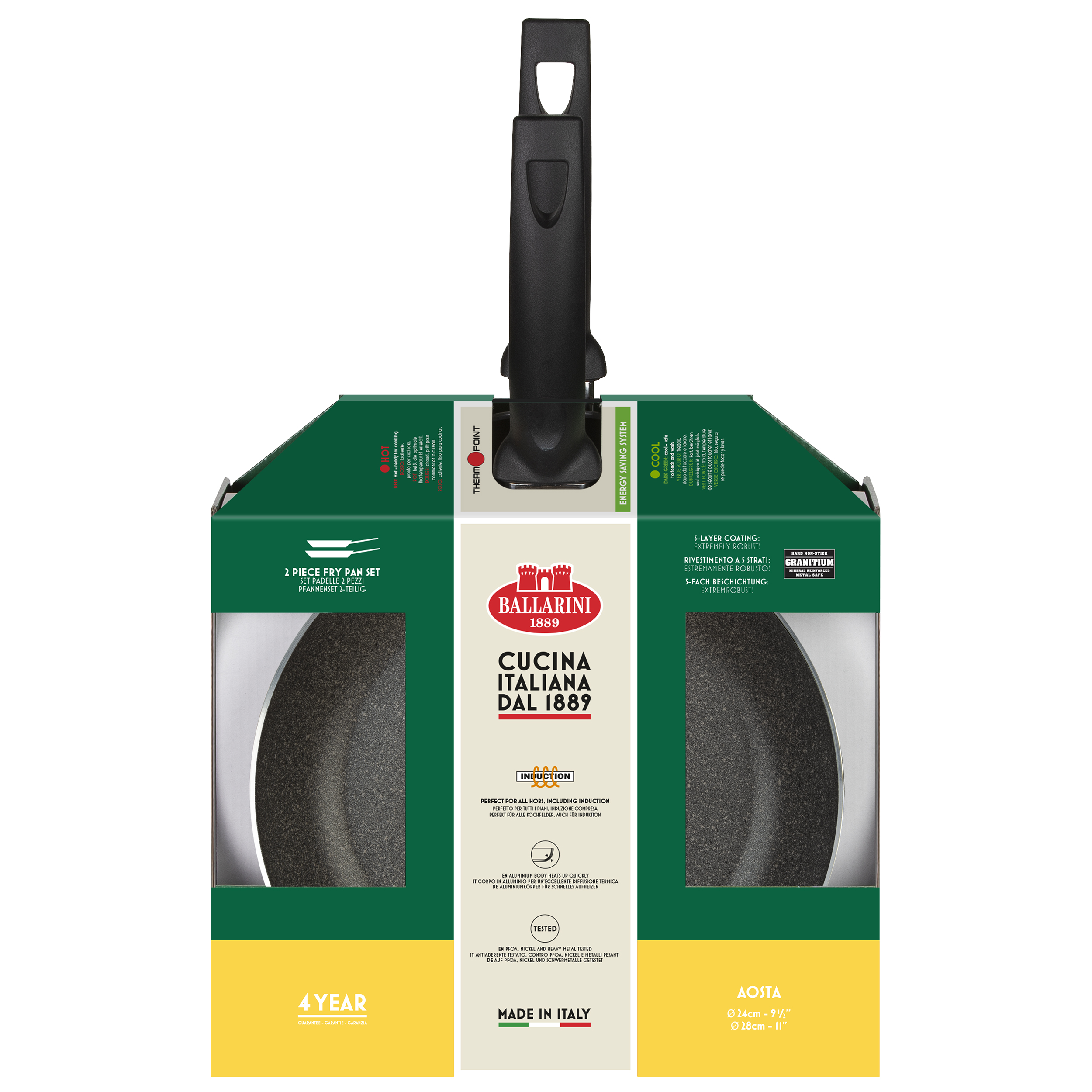 ΤΗΓΑΝΙΑ BALLARINI AOG72 | Σετ 2 Τηγανιων ρηχων διαμ. 24 + 28εκ. | AOSTA GRANITIUM 2